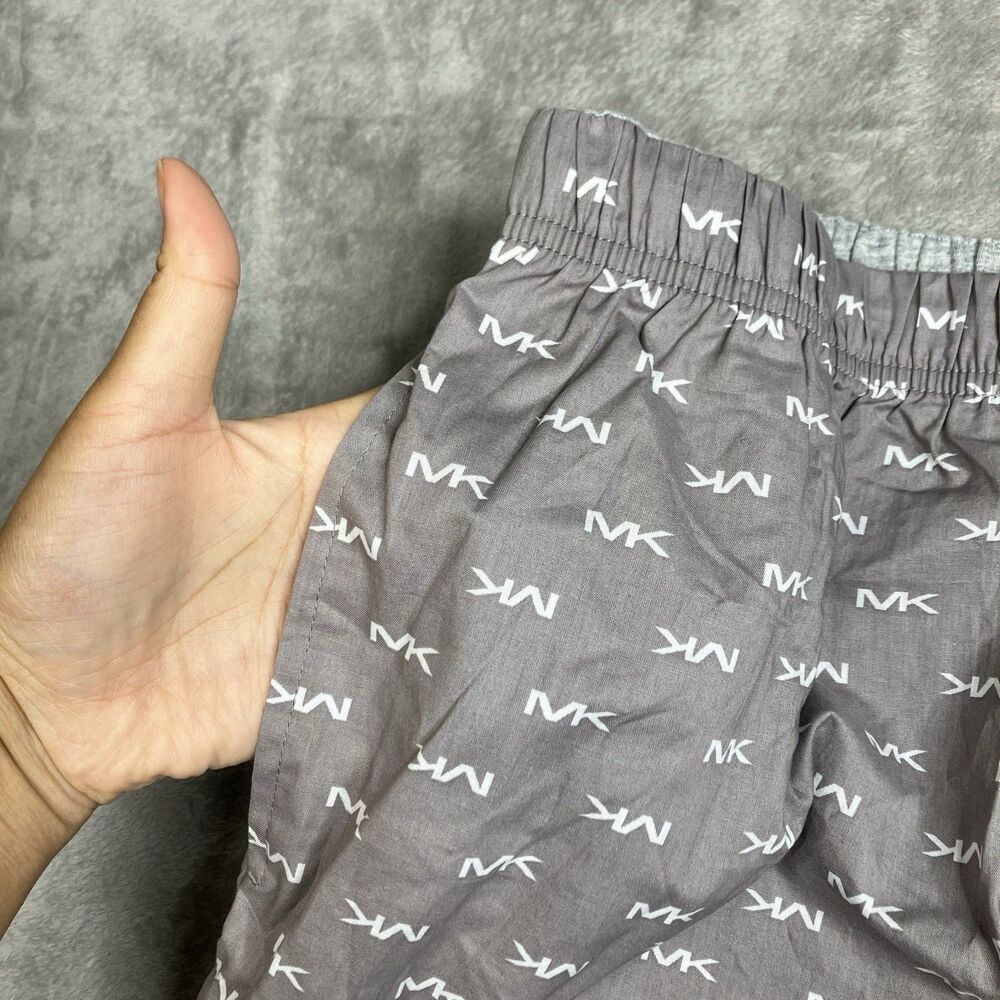 Michael Kors Pajama‎ Pants Mens L Gray Sleepwear MK Logo Print Drawstring Nwt - Picture 8 of 9